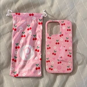 iPhone 14 Pro Max Loopy Cases Pink Cherry iPhone Case with Pouch